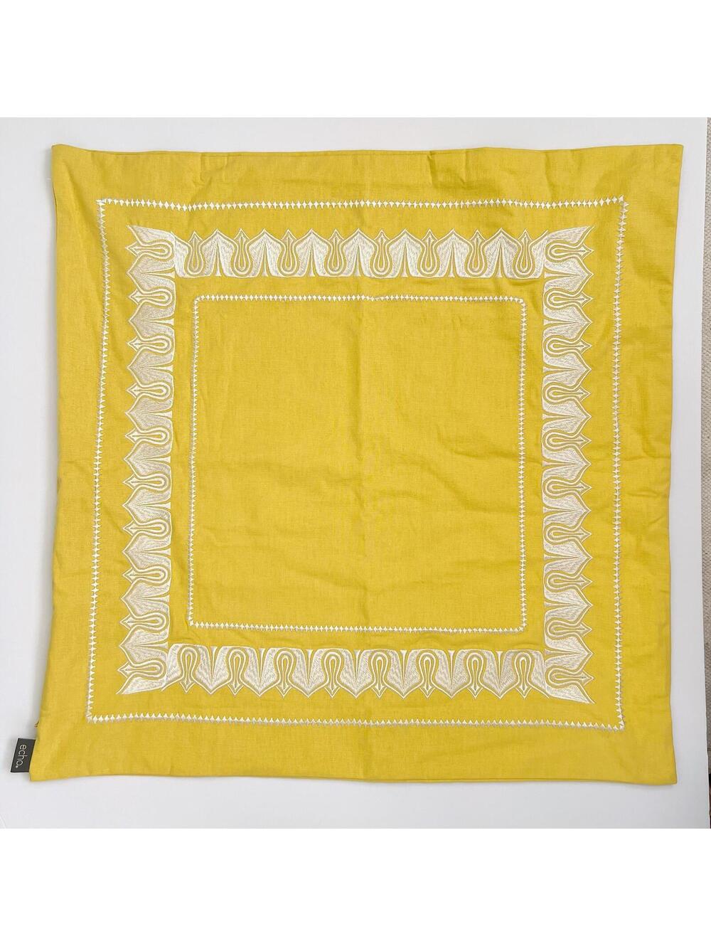 Lot 2 Echo Design Yellow Embroidered Cotton Euro Pillow Shams 26x26